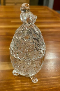 Hofauer Byrdes Lead Crystal Bird Cut Glass Egg shaped Trinket Dish w/ Bird Lid - Picture 1 of 4
