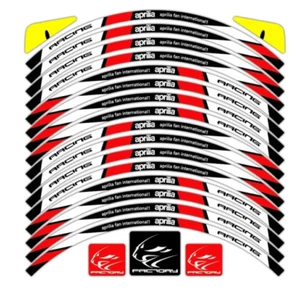Aprilia Racing Motorcycle Wheel Rim Sticker Decals Set 17" White Red Black - Picture 1 of 1