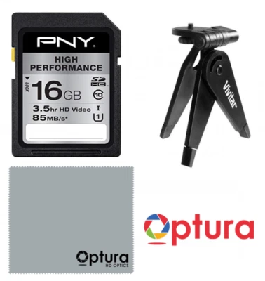 16GB High Performance Class 10 U1 SDHC Flash Memory Card +MINI TRIPOD - Image 1 of 4