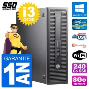 PC HP ProDesk 600 G1 SFF Intel Core i3-4130 RAM 8Go SSD 240Go Windows 10 Wifi - Photo 1/7