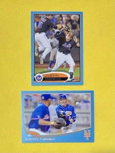 JUSTIN TURNER 2012 Topps BLUE BORDER #163 and 2013 Topps BLUE BORDER #388 - Picture 1 of 2