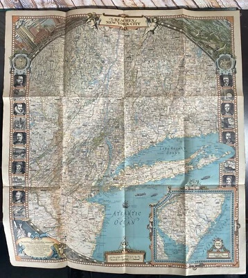 1939 April Map REACHES OF NEW YORK CITY National Geographic Jersey/Conn./Mass. - Image 1 of 4