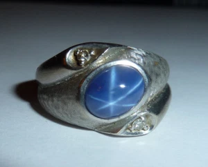 10K White Gold RING Set W. STAR SAPPHIRE Size 8.5 Kimberly Mark - Imagen 1 de 4