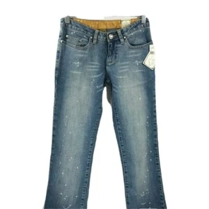 Def Jam University Junior's Jeans Blue with Pink Embroidery 5 Pockets Size 1-2 - Picture 1 of 4