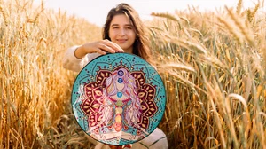 Tambor vegano para mujer "Chakra curativo" 14 pulgadas, instrumento de terapia de sonido, medicina - Imagen 1 de 23