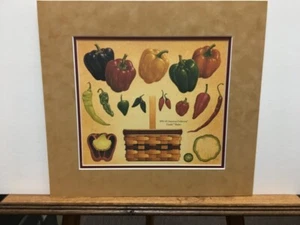 Longaberger Basket Cooking Kitchen Veggie Botanical Matted Art Print - Picture 1 of 1