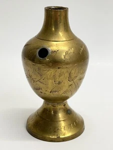 Vintage Messing 4" geätzte Urne/Vase/Rosenwassergefäß Boden Gulab Pash zeremoniell - Bild 1 von 13