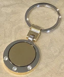 NEW KEYCHAIN SILVER & GOLD 2 TONE CAR MOTOR INSPIRED w CZ DIAMONDS - Picture 1 of 2