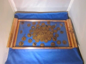Mid-Century Modern Serving Tray with Pictures Of Coins - Picture 1 of 9