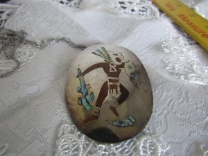 VINTAGE TAXCO 9,25 STERLINGSILBER INLAYABALONE DESIGNERMAYA WARRIORTRIBALPENDAL - Bild 1 von 6