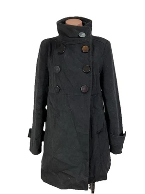 Chaqueta de montar vintage y2k Steve Madden negra peplum plisada chaquetón abrigo guisante M Foto 1 de 4