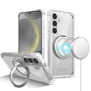 For Samsung S25/S24 Case Shock absorbing Magnetic Circle Cover + Tempered Glass - Picture 1 of 15