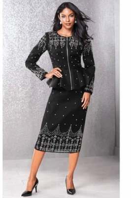 16 Полуночный бархат черный украшенный официальный свадьбы церкви Kenedee юбка костюм - Изображение 1 из 4