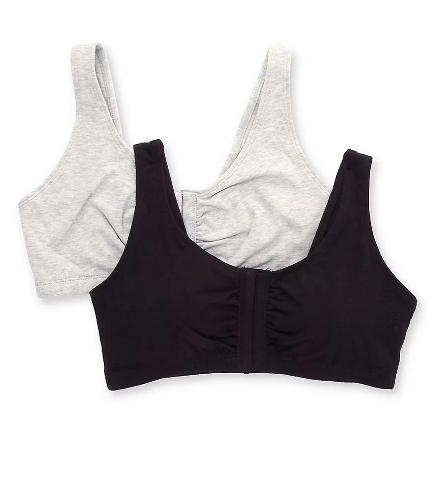 Fruit Of The Loom 96014PK Comfort Cotton Blend Front Close Sports Bra 2 Pack - Image 1 of 1