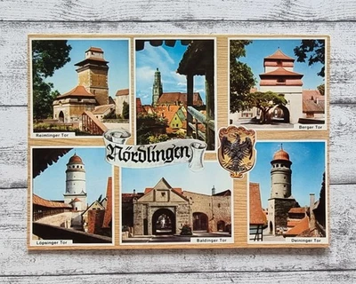 AK Nördlingen Reimlinger Tor Baldinger Löpsinger Berger Postkarte Daniel Stempel - Bild 1 von 2