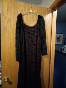 Womens Shein Curve Black Semi Sheer Maxi Dress Red Lining Floral Goth 2XL - Picture 1 of 13