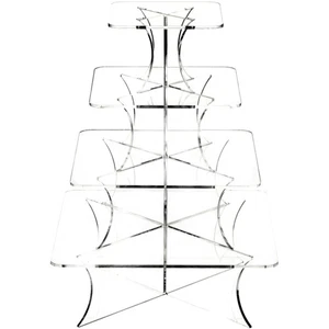 Plymor Clear Acrylic Graduated 4-Tiered Square Display Riser, 11.5" H x 8.5" W - Picture 1 of 1