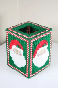 Santa Kris Kringle St Nick Handmade Needlepoint Plastic Canvas Tissue Box Cover - Picture 1 of 2