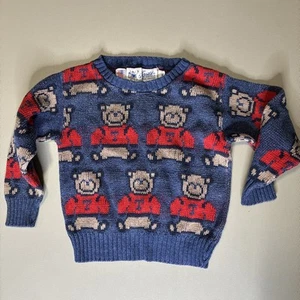 Vintage 1950's 'JERSILD' T Teddy Bear Sweater Cotton & Acrylic Unisex Kids Sz 4 - Picture 1 of 5