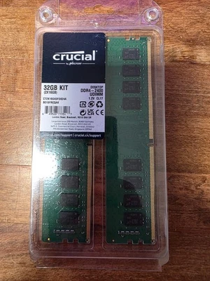 Crucial 32GB (2x16GB) DDR4-2400 CL17 Memory - CT2K16G4DFD824A - Image 1 of 2