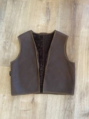 Chaleco De Colección Ralph Lauren Mujer Piel de Oveja Forrado Cuero Marrón Hecho en Italia Grande Foto 1 de 4