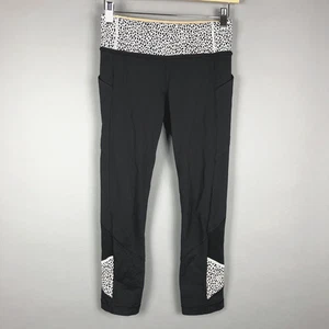 Lululemon Pace Rival 22" Crop Leggings 4 Black White Abstract Print Gym Yoga - Bild 1 von 6