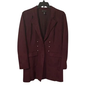 INC | Women’s Burgundy Red Suede Faux Button Snap Jacket Blazer Size XL - Picture 1 of 6