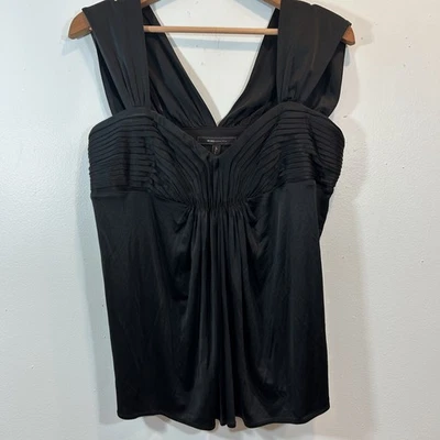 Top BCBG Maxazria para mujer negro griego plisado satinado sin mangas talla grande Foto 1 de 4