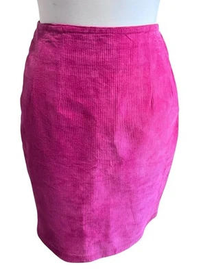 Falda lápiz vintage Andrea Jovine talla 10 rosa fushia punk cuero acanalado rodilla Foto 1 de 4