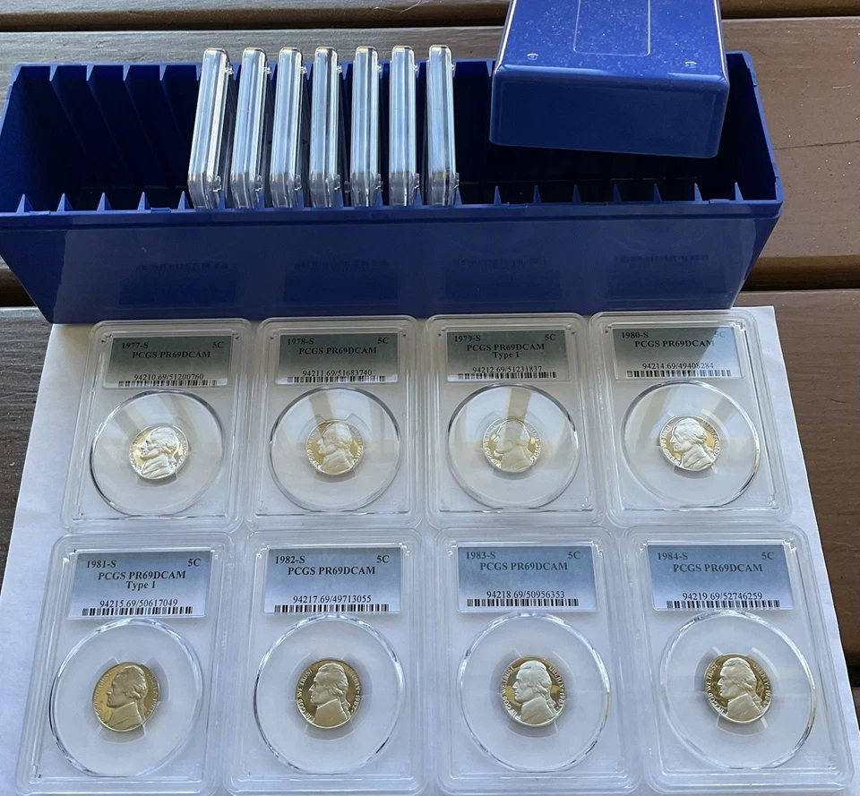 1978 -1991 S Jefferson 5c - 15 Conjunto de Moedas Classificação PCGS 69DCAM Suporte de Laje Incluído! - Imagem 1 de 3