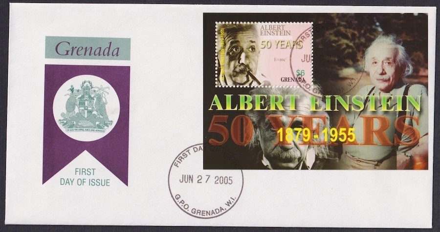 GRENADA Sc # 3518 FDC S/S 50th ANN DEATH of ALBERT EINSTEIN - Image 1 of 1