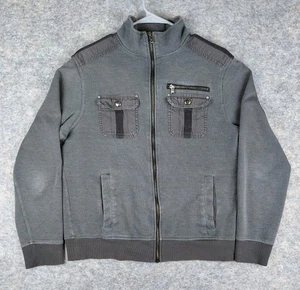 Rock & Republic Herren Full Zip Jacke Pullover grau/schwarz Gr. M 20,5x24 DISTRESSED - Bild 1 von 15