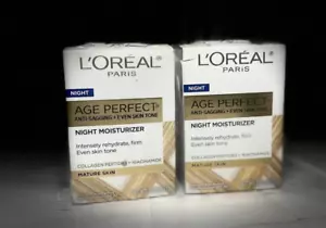 LOT OF 2 L'Oreal Paris Age Perfect Anti Sagging + Even Skin Tone, Night - Picture 1 of 2