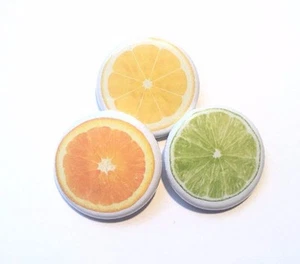 Summery Citrus Fruit Slices Button Pin Lot - Bild 1 von 2