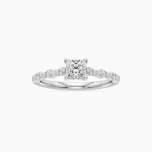0.96 Ct Princess Cut Lab Grown Diamond Hidden Halo Women's Ring 950 Platinum - Picture 1 of 6