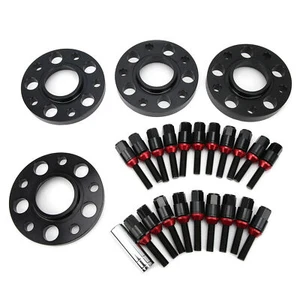 4* 15mm 5x120 72.56mm Hub Centric Wheel Spacers & 20Pcs Cone bolt W/sleeve Black - Picture 1 of 10