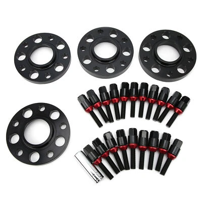 4* 15mm 5x120 72.56mm Hub Centric Wheel Spacers & 20Pcs Cone bolt W/sleeve Black - Image 1 of 4
