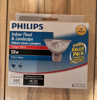 6-Pack-Philips Landscape and Indoor Flood 50-Watt MR16 12-Volt Light Bulb - Image 1 of 4