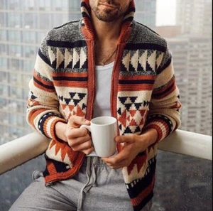 Mujeres 2024 Elegante Jacquard Cuello Abajo Cremallera Tejido Suéter Cárdigan JWKL - Imagen 1 de 7