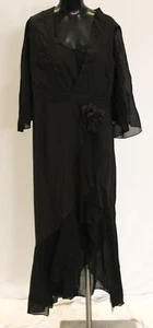 Xpluswear Women's Plus Long Sleeve Flower Applique Dress AP2 Black Large - Picture 1 of 4