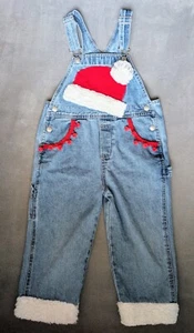 Custom Boutique Boy Girl Santa Ho Ho Ho Baby Gap Jeans Overalls 4 4T Christmas - Picture 1 of 7