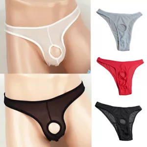 Slip sexy en maille pour homme avec poche avant ouverte et trou pénien /s - Photo 1/18