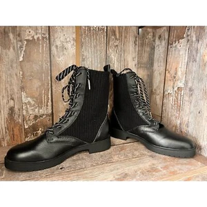 NWOT Splendid Scout Black Lace Up Ribbed Knit Thick Sole Combat Boots Size 10M - Picture 1 of 4
