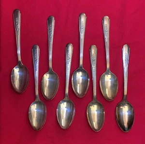 Lot #234 Silver Plated Flatware (8) Crosby Teaspoons - No Monogram - 1935 - Picture 1 of 4