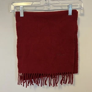 Fendi Wool Scarf Red Burgundy Mens Women's Unisex Winter Warm Old Money - Picture 1 of 4