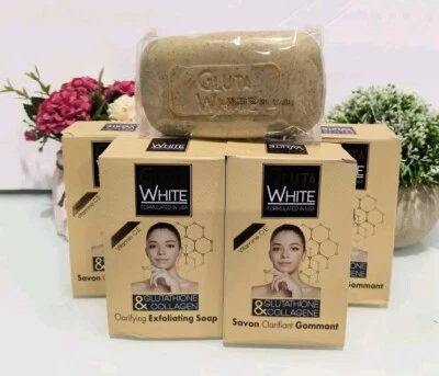 6 paquetes de jabón clarificante y exfoliante de glutatión y colágeno blanco gluta 190 g  Foto 1 de 4