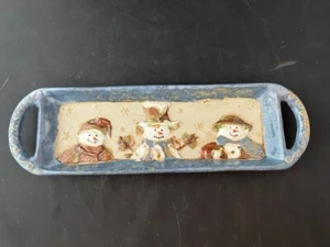 Vassoio ceramica pupazzo di neve quadrato San Nicola AMICI FORESTALI vassoio caramelle/servizio nuovo - Foto 1 di 3