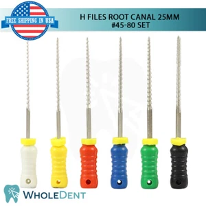 H Feilen Wurzelkanal 25 mm Hand End Dental Heckenstrom 6 Stück Packung Reibahlen #45-80 - Bild 1 von 12