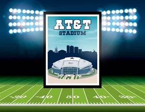 AT&T STADIUM DALLAS COWBOYS FAN MANCAVE POSTER PRINT GIFT AMERICAS TEAM JERRY - Picture 1 of 9