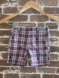 NWT BABY GAP TODDLER BOYS BERMUDA SHORTS 12-18 MONTHS SKULLS CROSSBONES PLAID - Picture 1 of 3